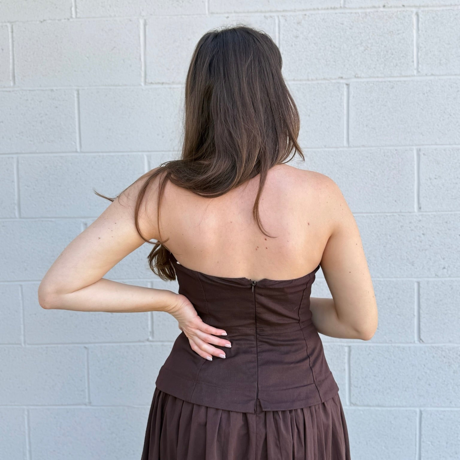 Brown Strapless Corset Dress