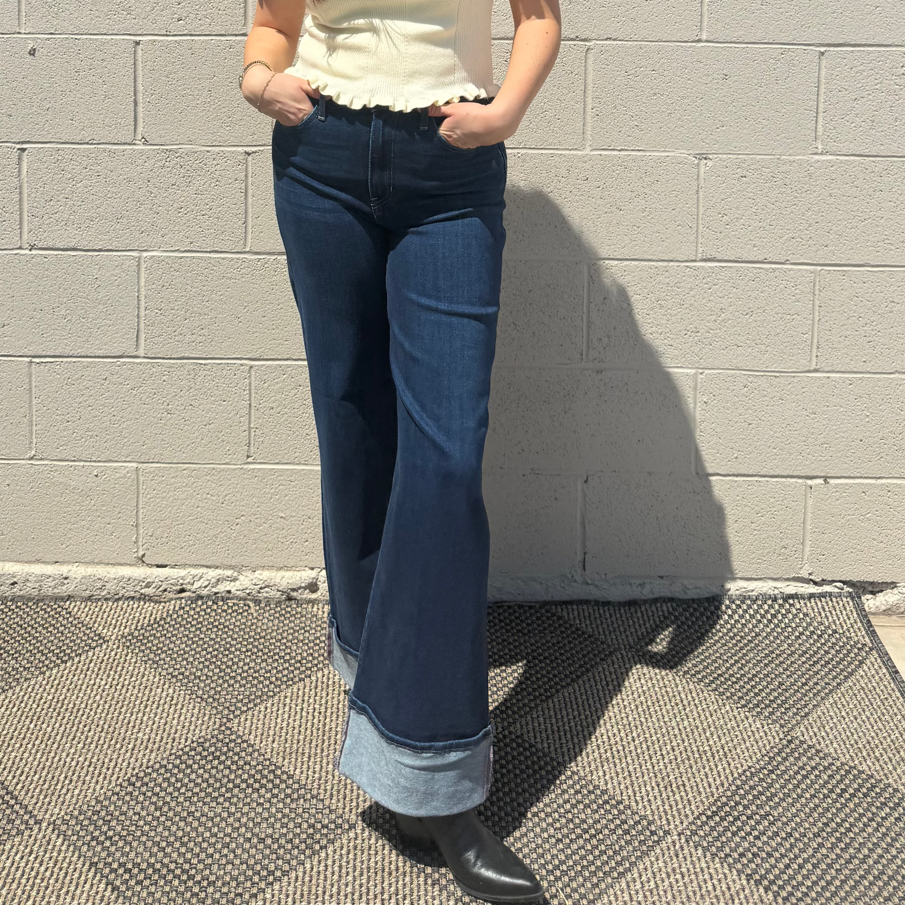 Dark Denim Cuffed Jeans