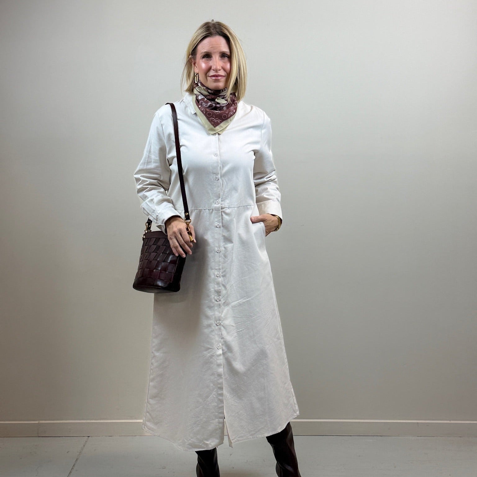 Button Down Twill Shirt Dress