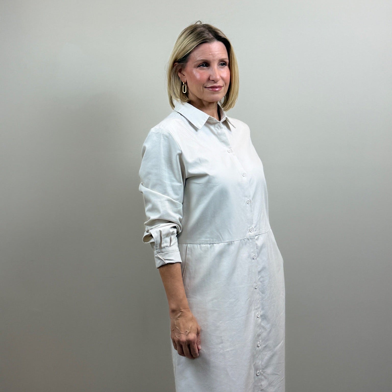 Button Down Twill Shirt Dress