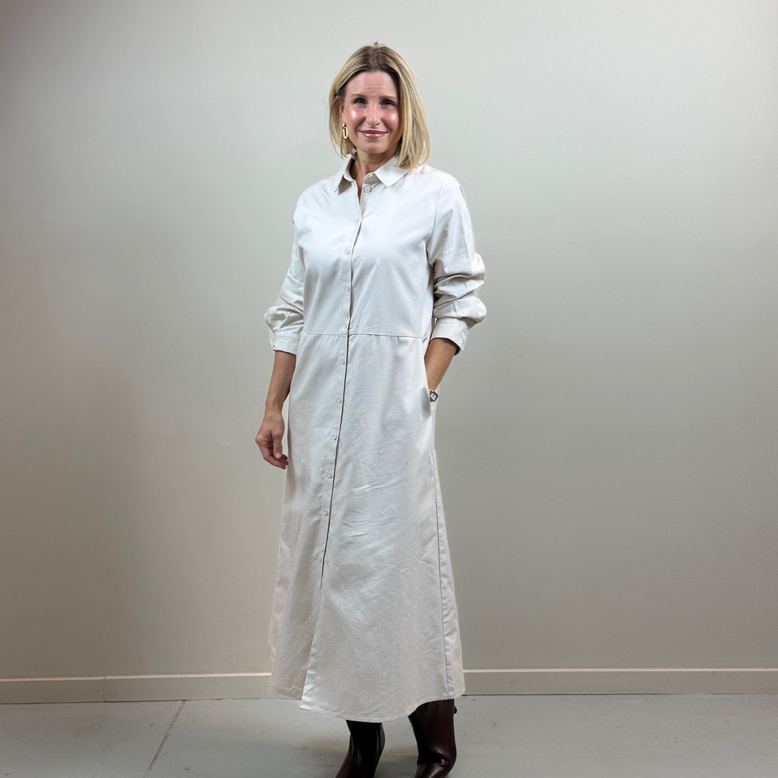 Button Down Twill Shirt Dress
