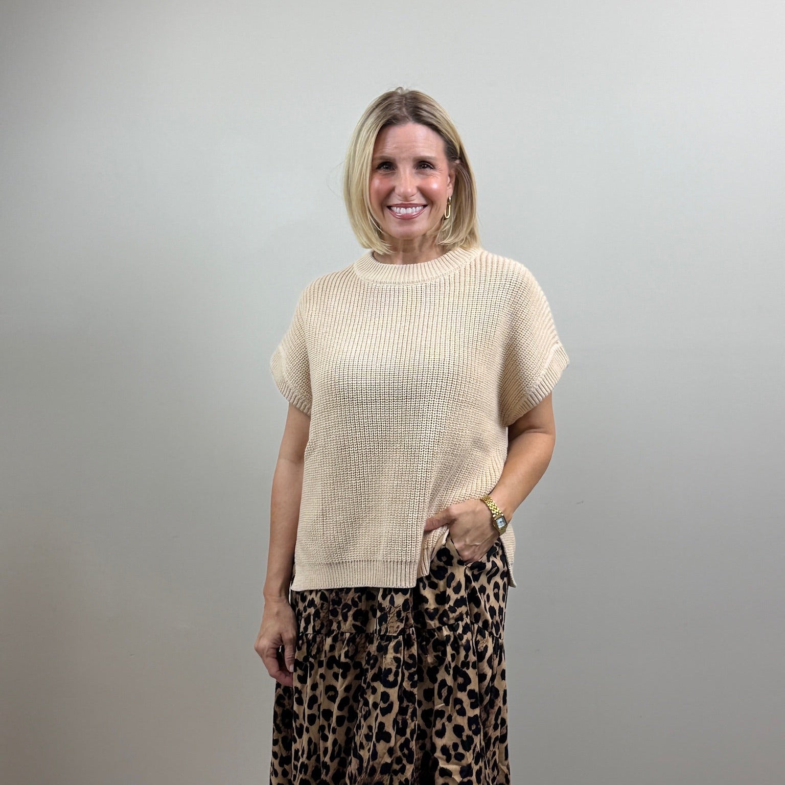 Leopard Printed Twofer Midi Dress