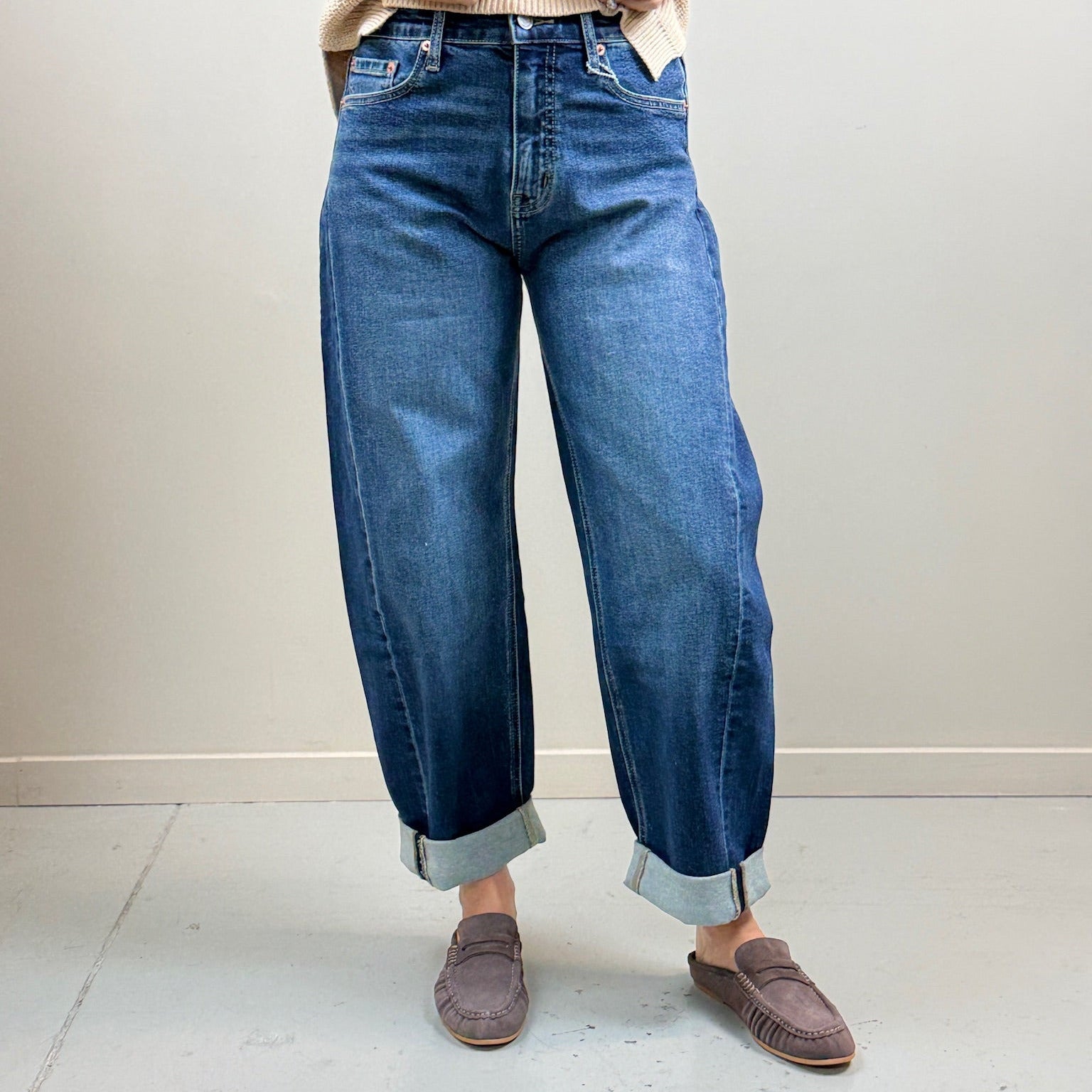 High Rise Denim Barrel Jeans