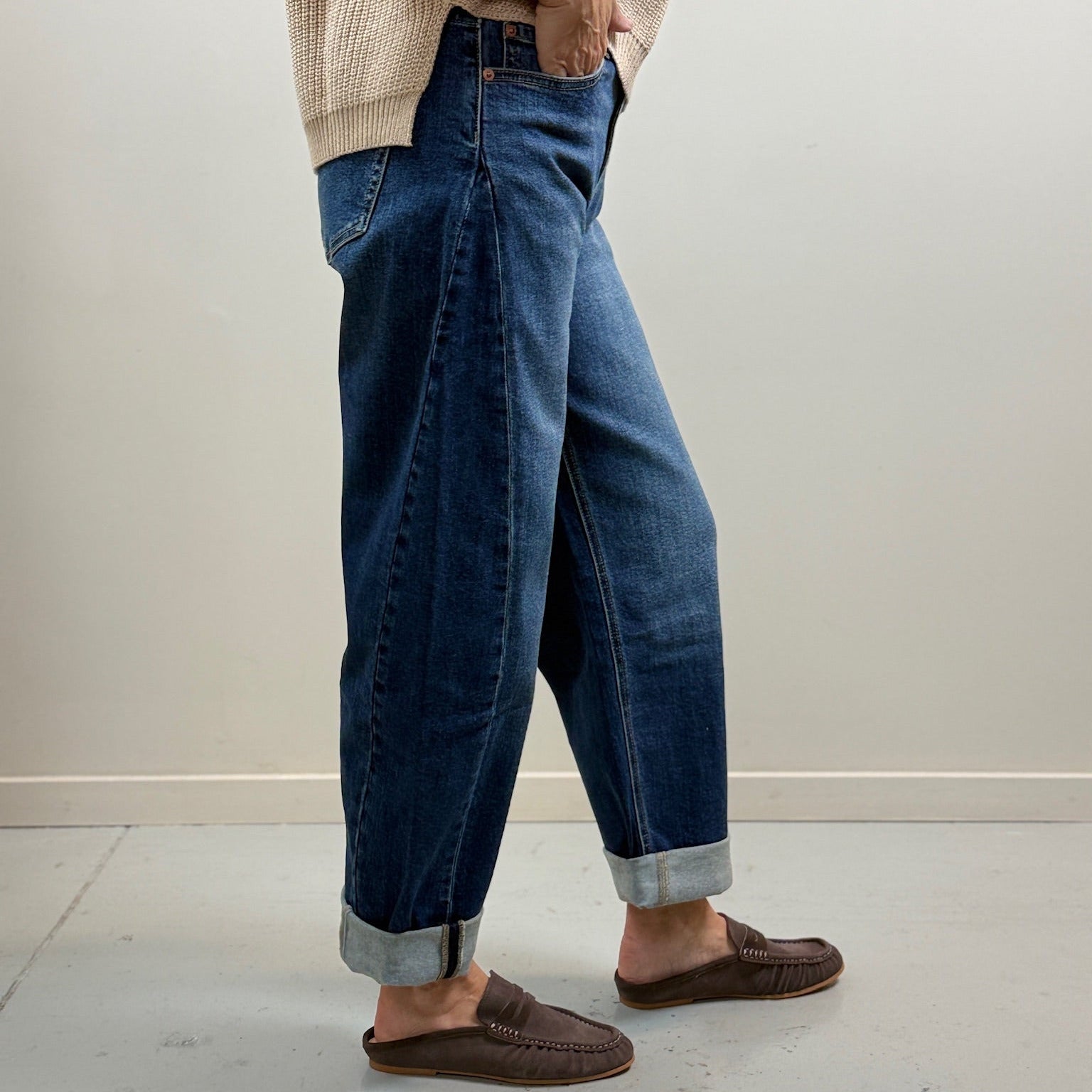 High Rise Denim Barrel Jeans