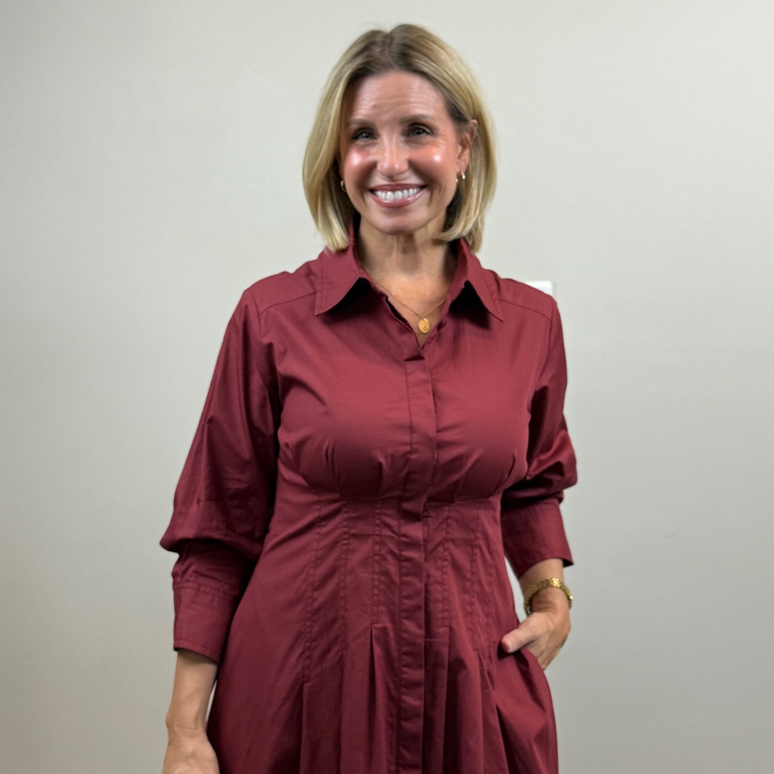 Button Front Shirt Midi Dress