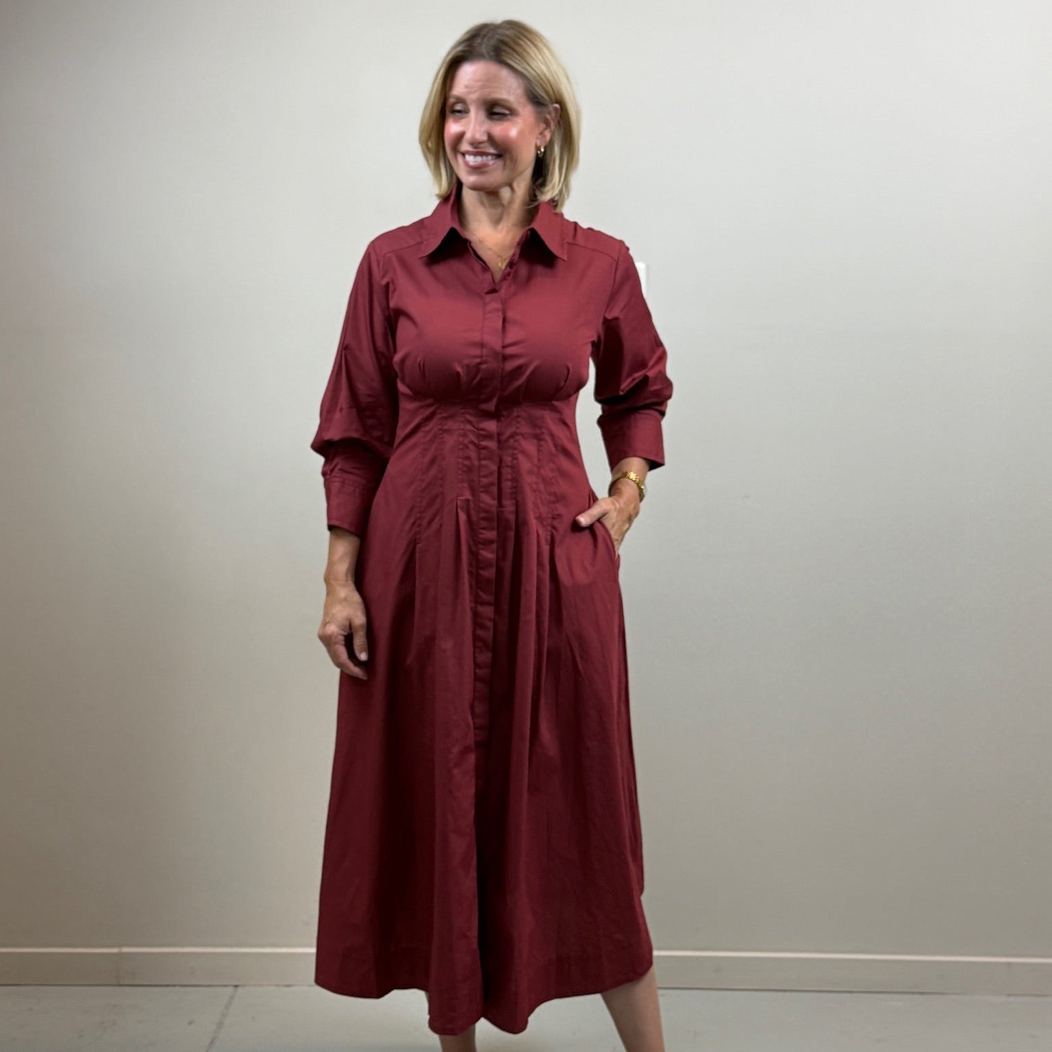 Button Front Shirt Midi Dress