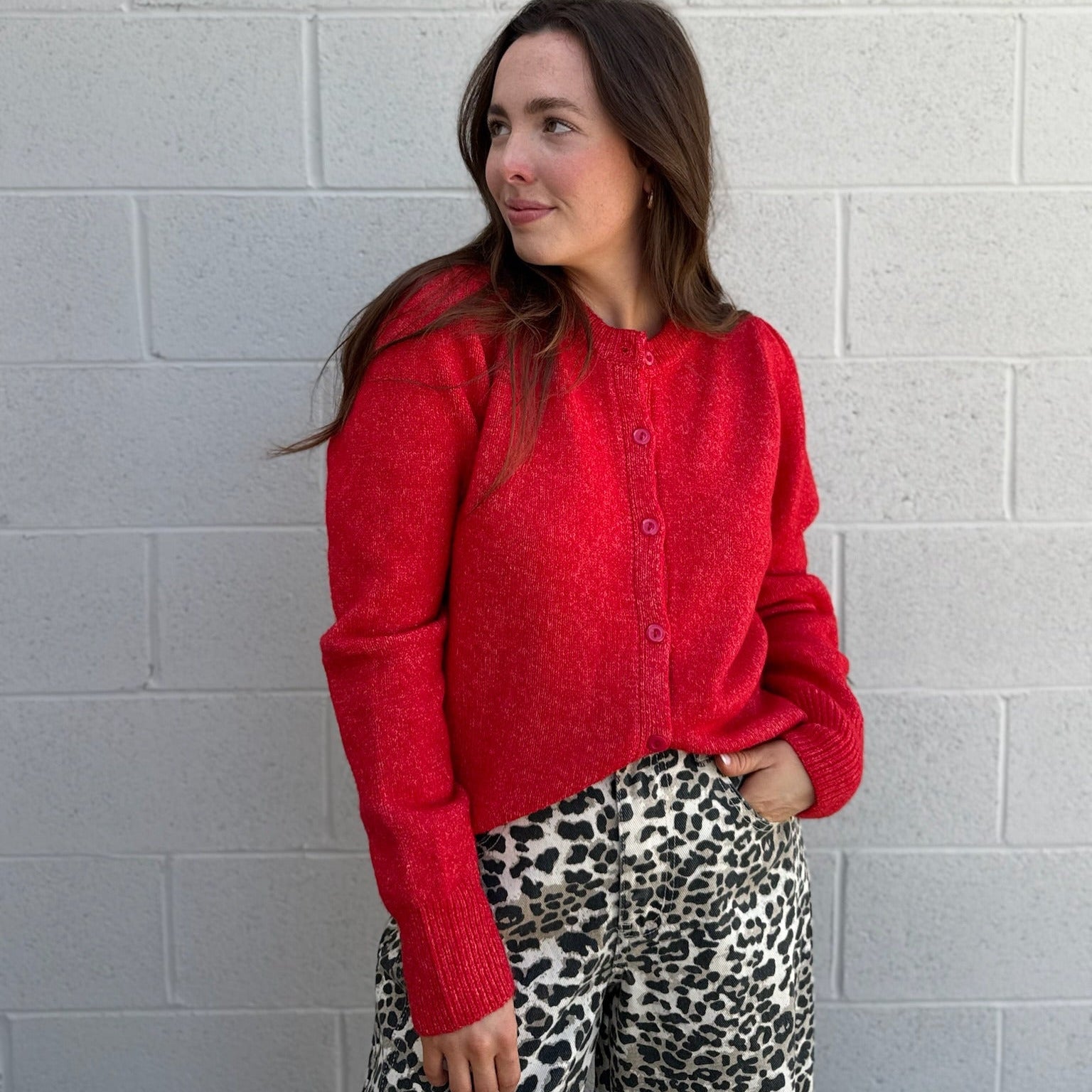 Red Sweater Cardigan