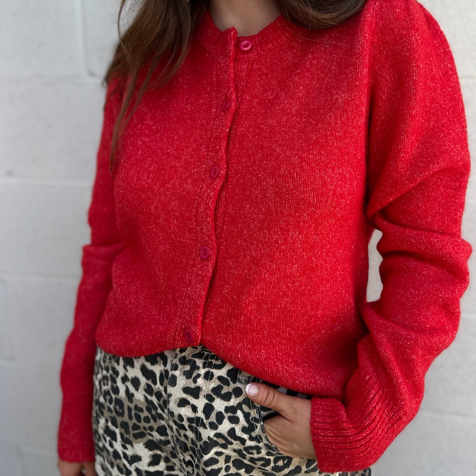 Red Sweater Cardigan