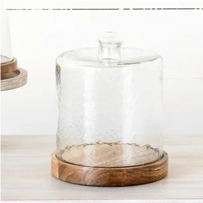Glass Cake Dome w/ Wood Base