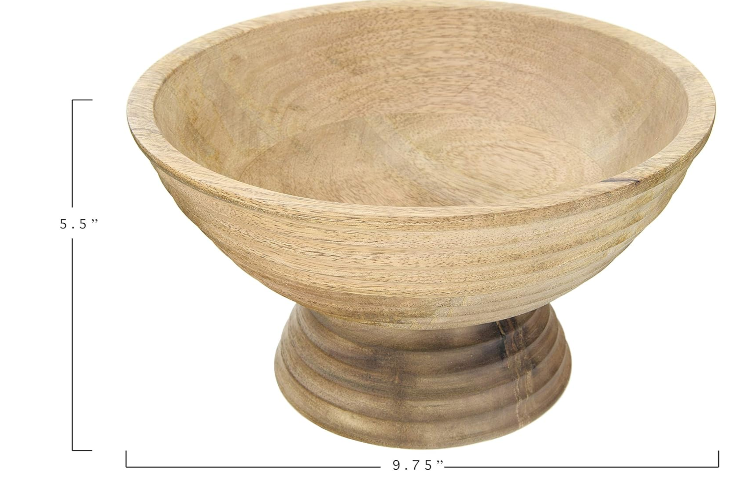 Mango Wood Ridged Footed Bowl