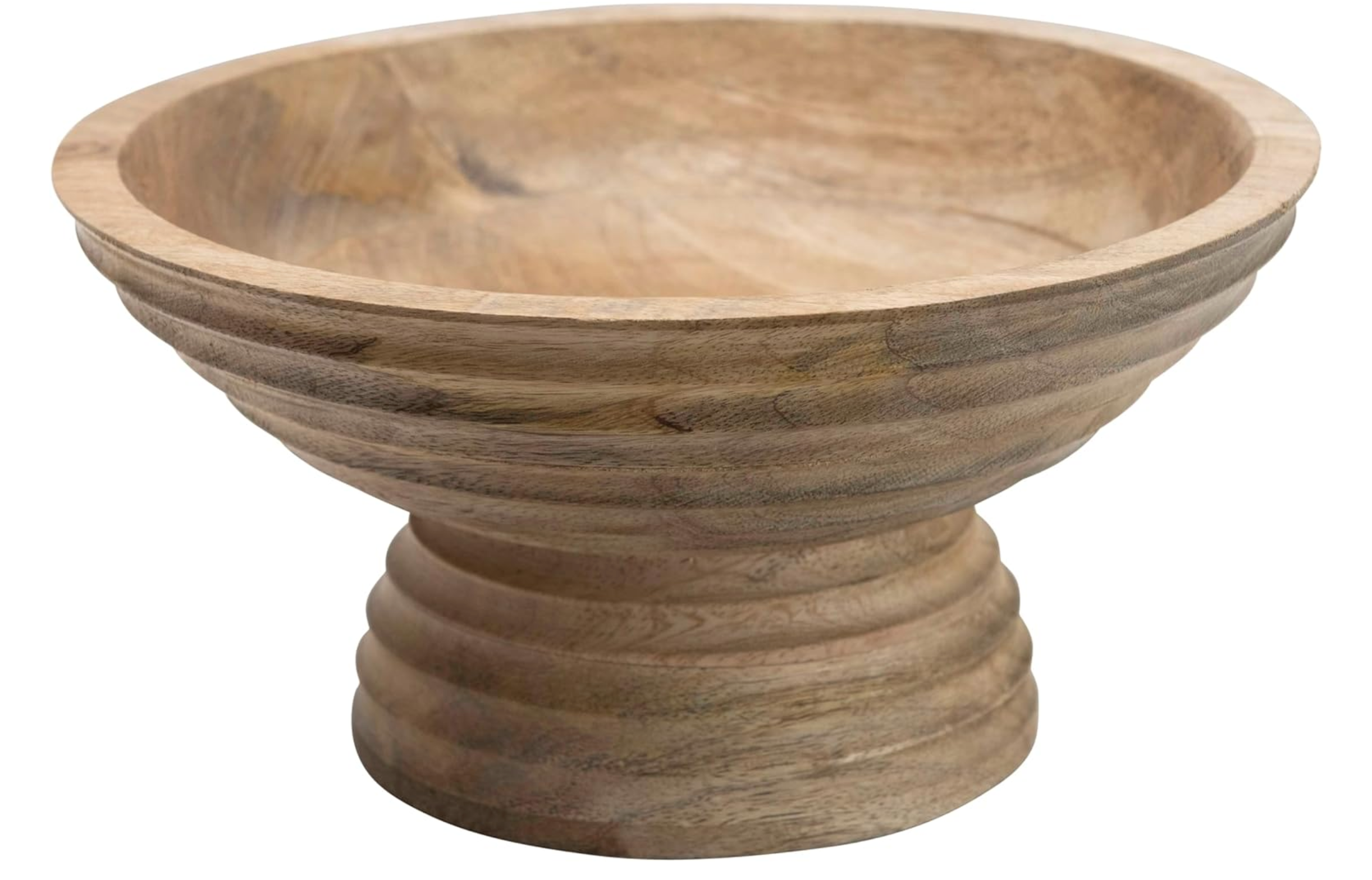 Mango Wood Ridged Footed Bowl