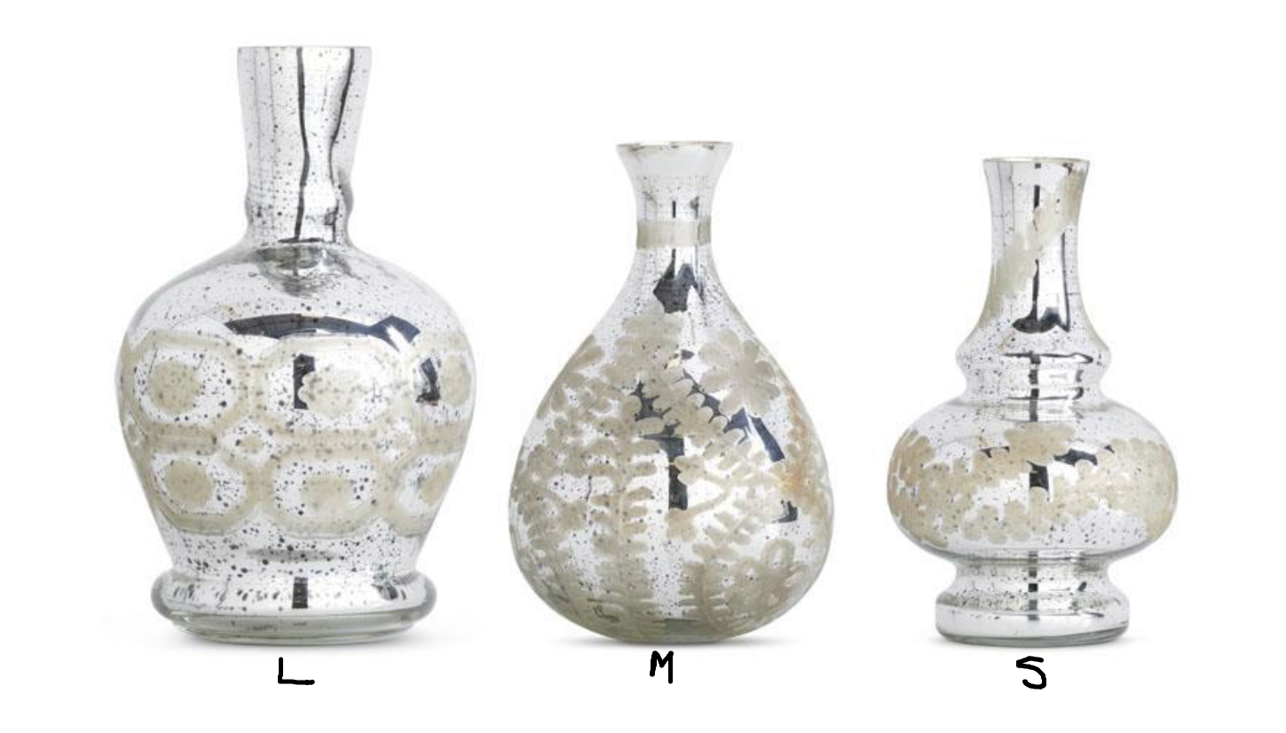 Etched Mercury Glass Vases