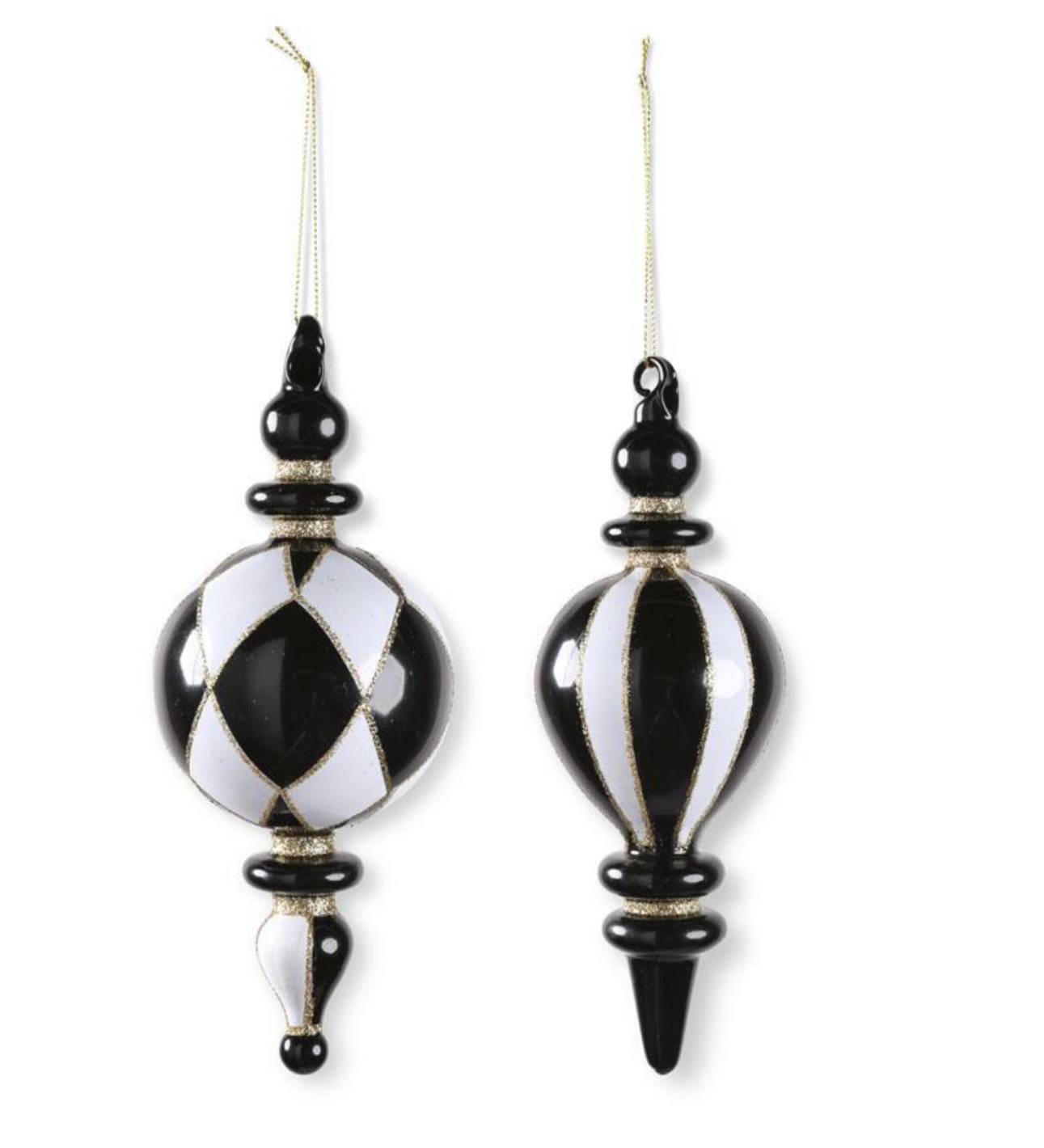 B&W Harlequin Finial Ornaments