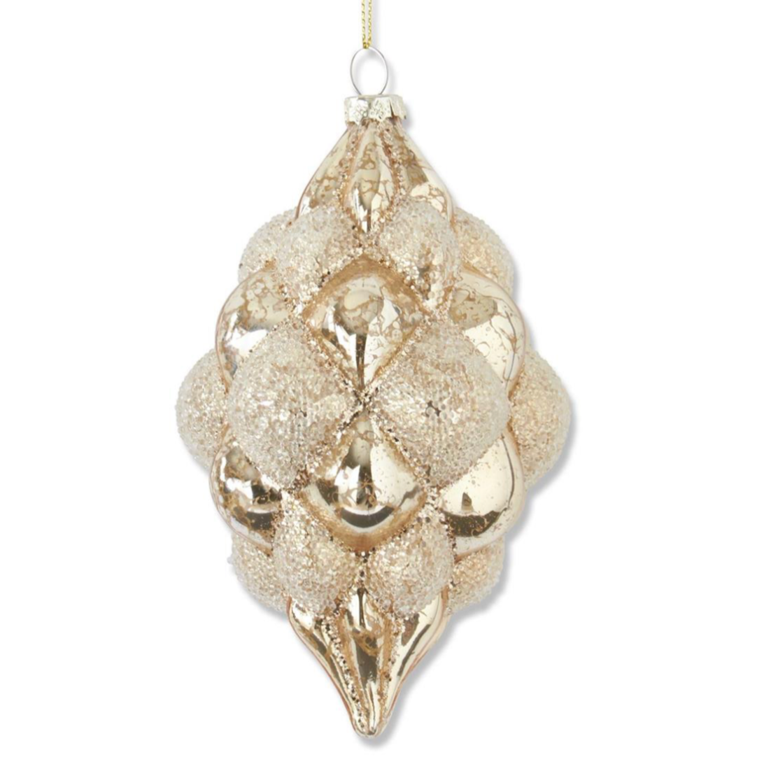 Gold Mercury Glass Teardrop Hobnail Ornament