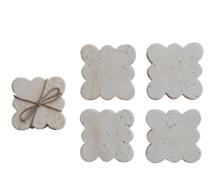 Scalloped Travertine Coasters