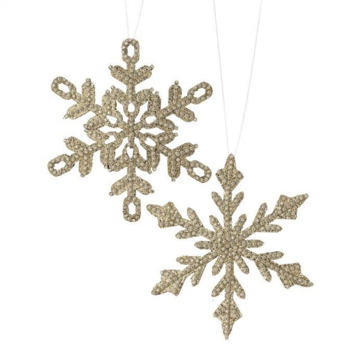 Champagne Jewel Beaded Snowflakes