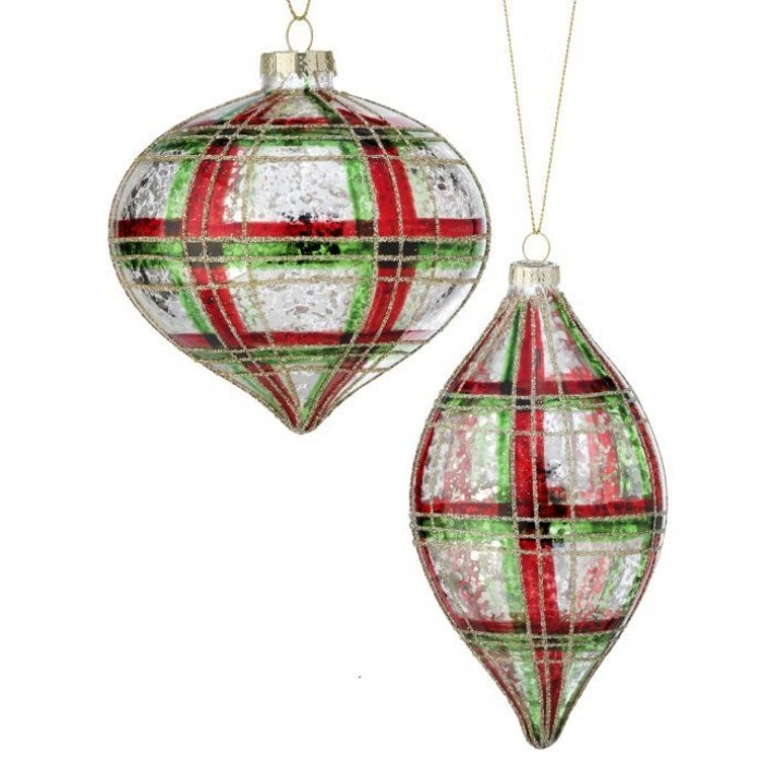 Plaid Mercury Glass Ornaments