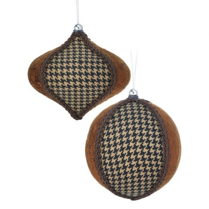 Brown Houndstooth Ornaments