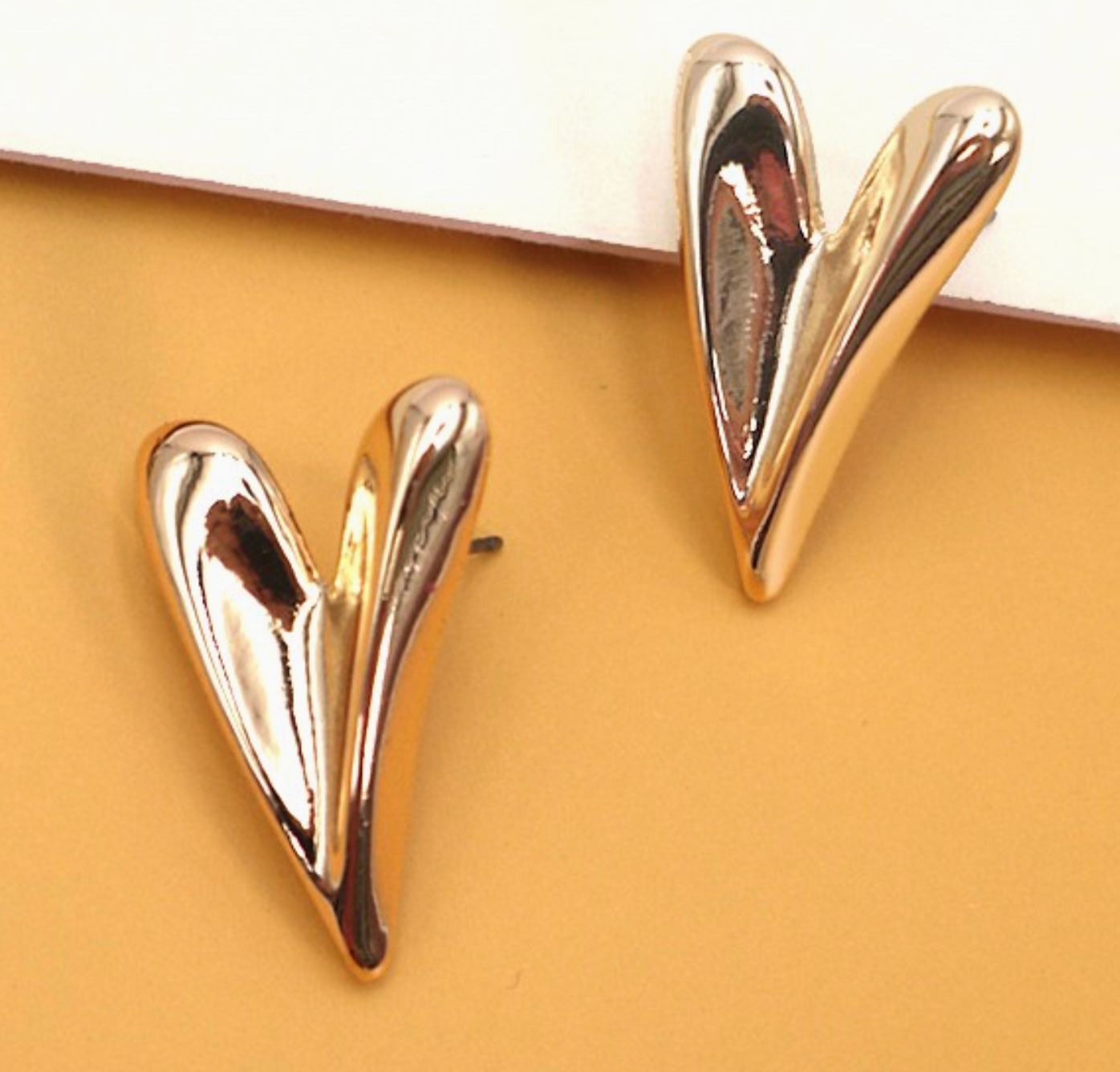 Gold Heart Design Earrings