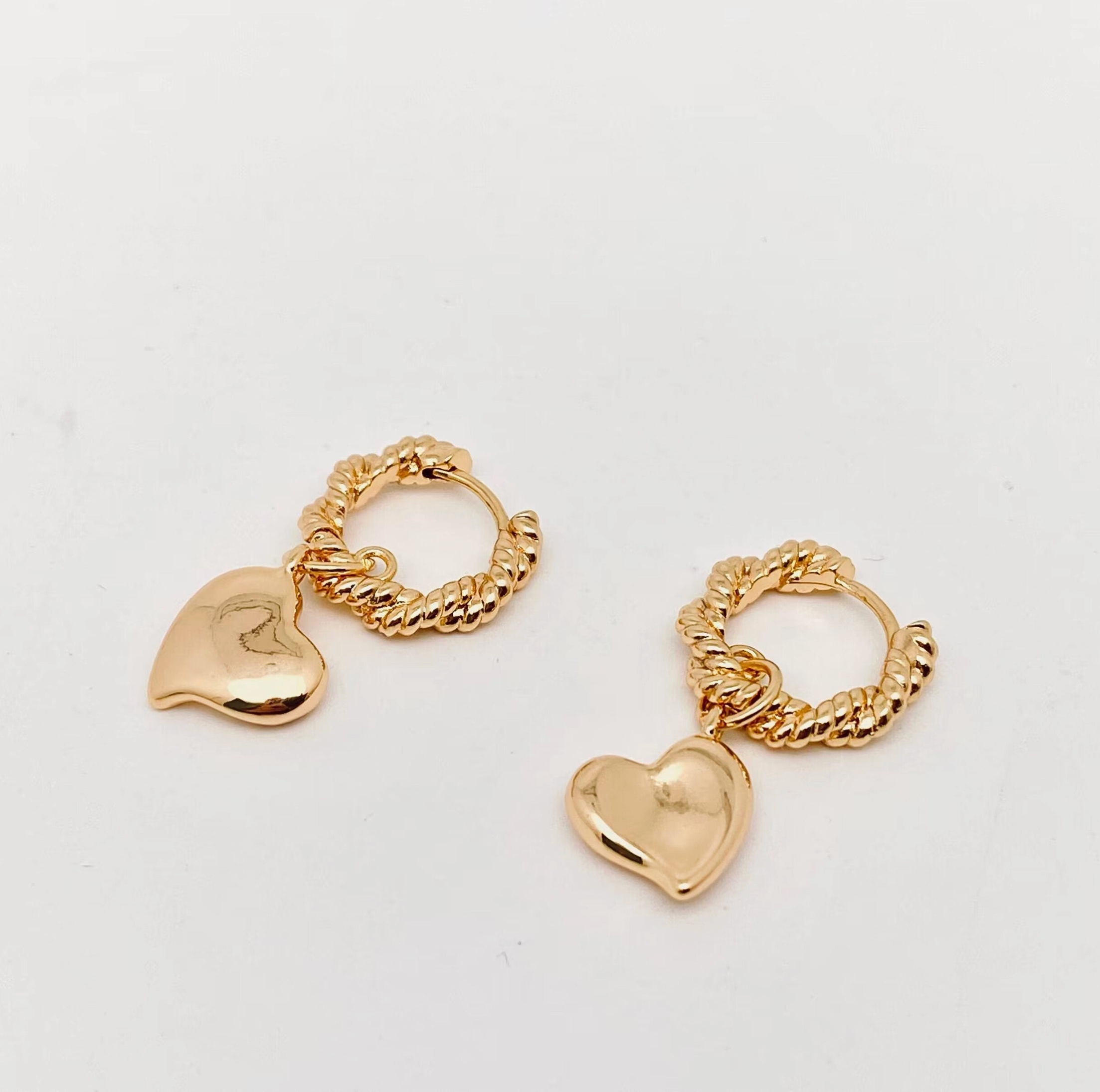 Gold Heart Huggie Earrings