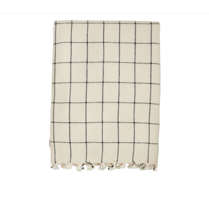 Dark Stripe Check Blanket