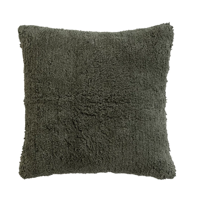 18" Green Square Cotton Tufted Pillow