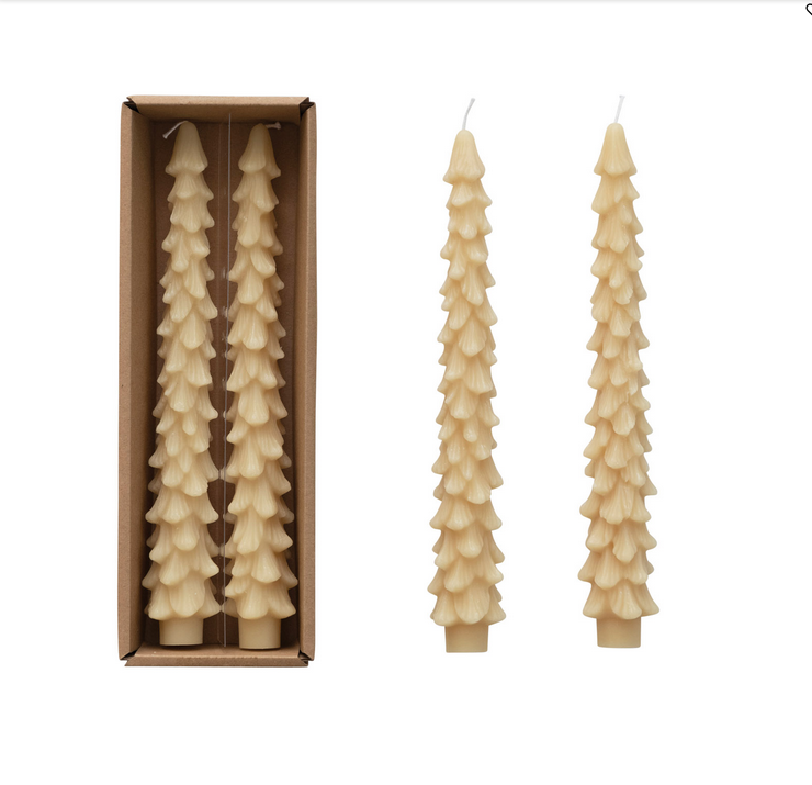 S/2 Tree Shaped Taper Candles - Eggnog