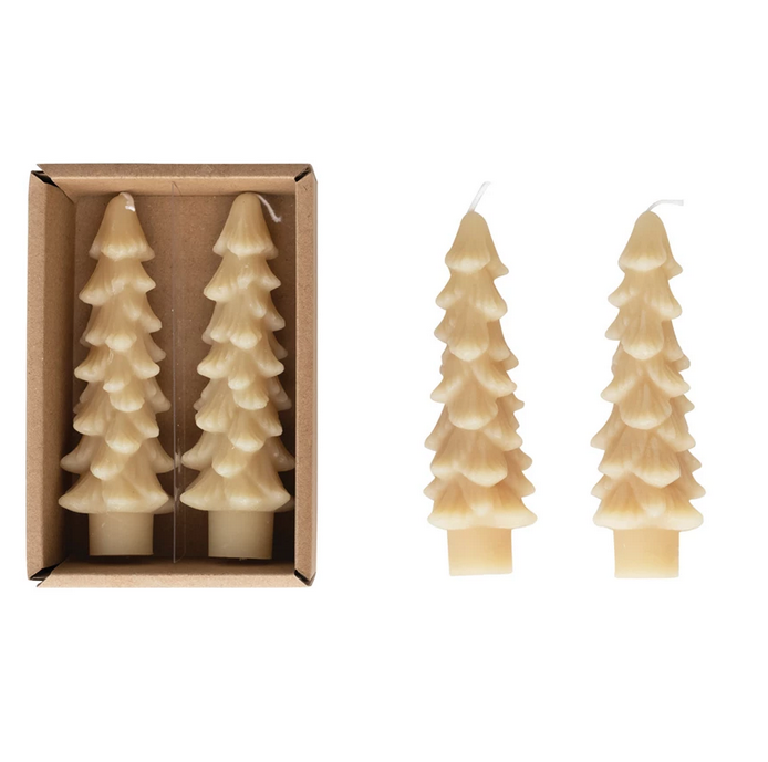 S/2 Tree Shaped Taper Candles - Eggnog