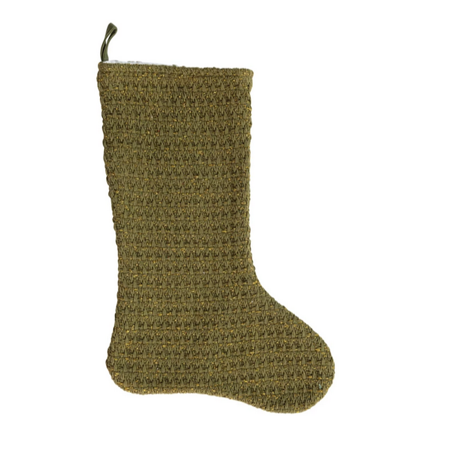 Green & Metallic Thread Woven Stocking