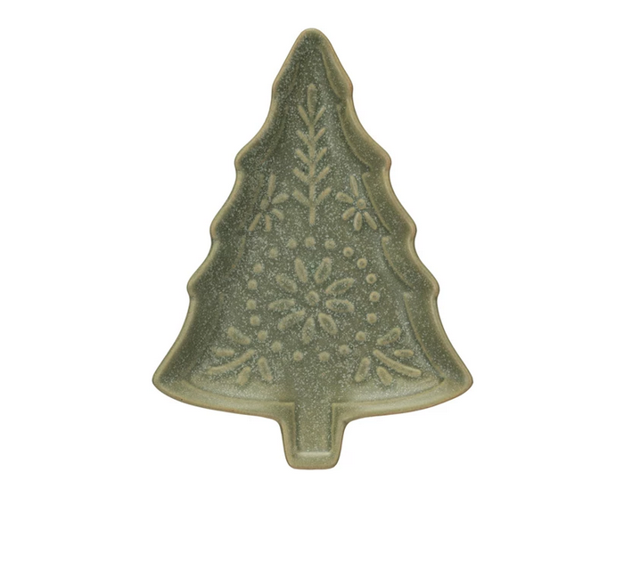 Green Stoneware Tree Plate