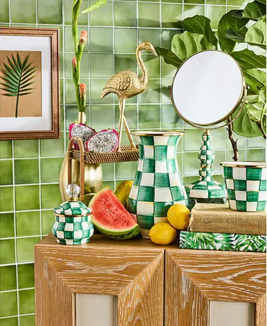 Emerald Check Tall Vase