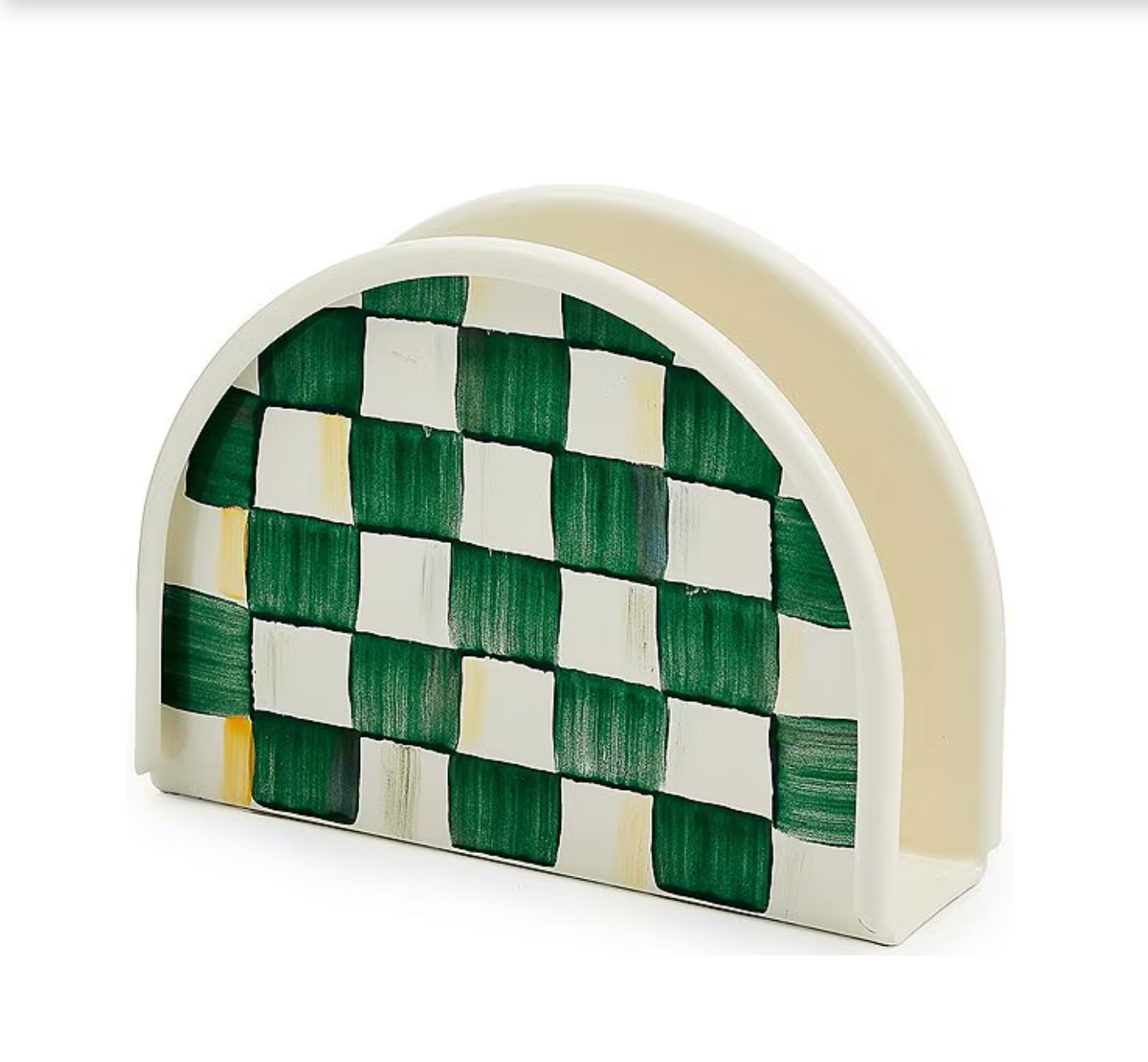 Emerald Check Enamel Napkin Holder