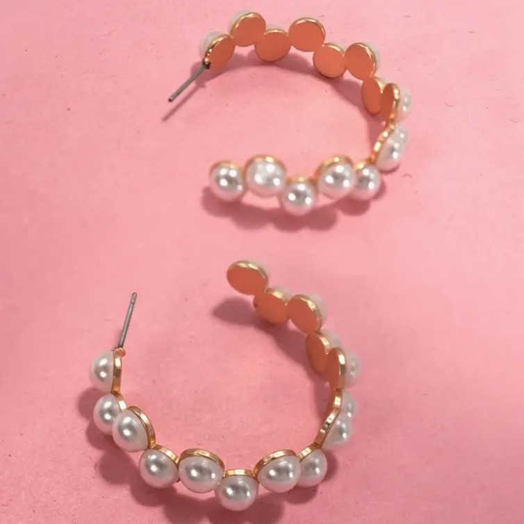Zig Zag Pearl Hoops