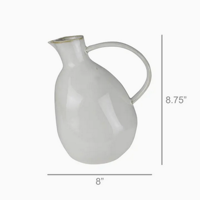 White Ceramic Tilted Pitcher