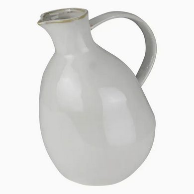White Ceramic Tilted Pitcher