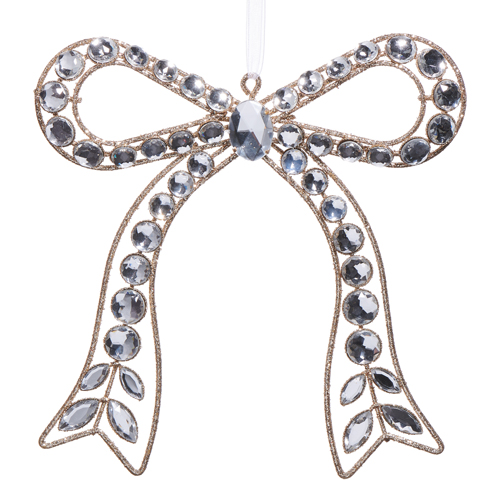 7.25" Clear Jeweled Bow Ornament