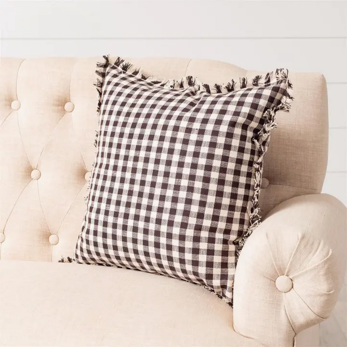 Brown and Cream Check Pillow