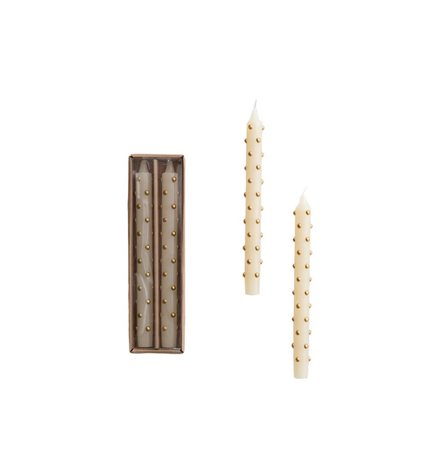 Cream and Gold Dot Tapers