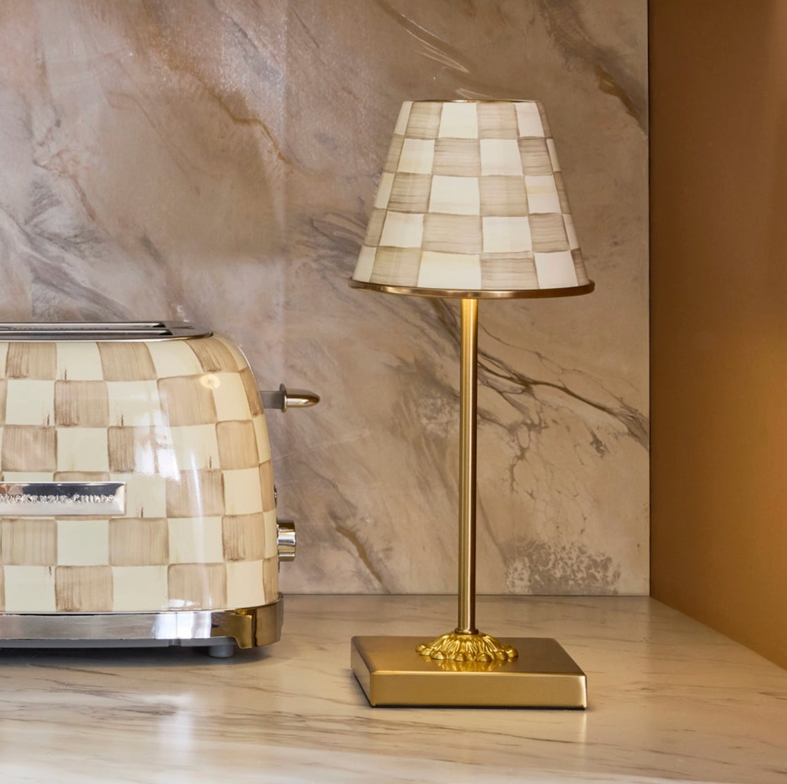 Mocha Check LED Rechargeable Cafe Lamp