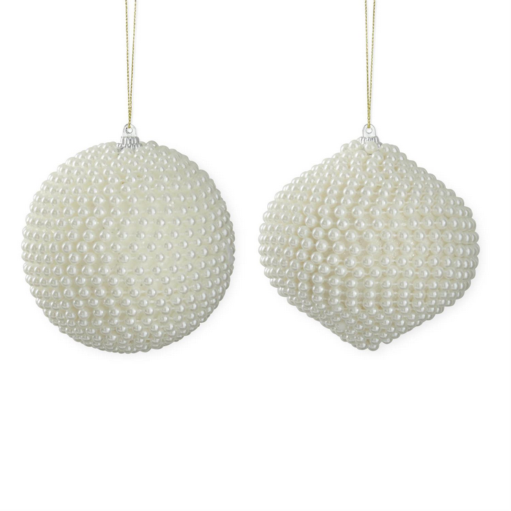 White Pearl Beaded Ornaments