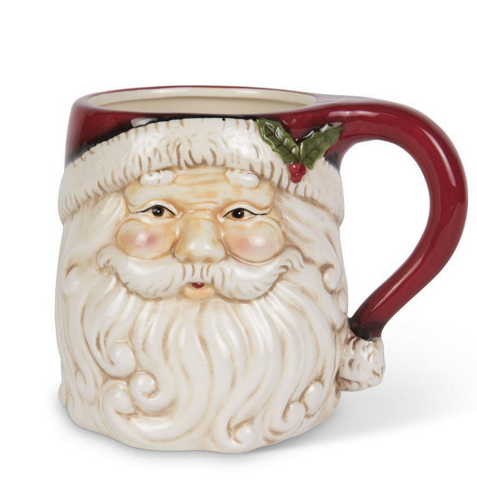 4.5" Santa Face Mug W/ Holly on Hat