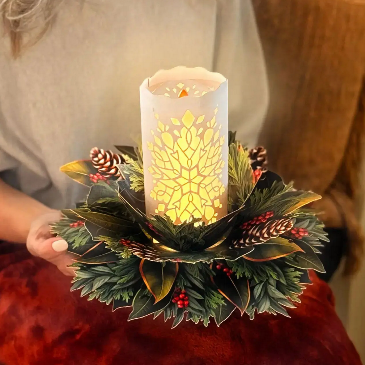 Glowing Holiday Candle Pop-up Gift