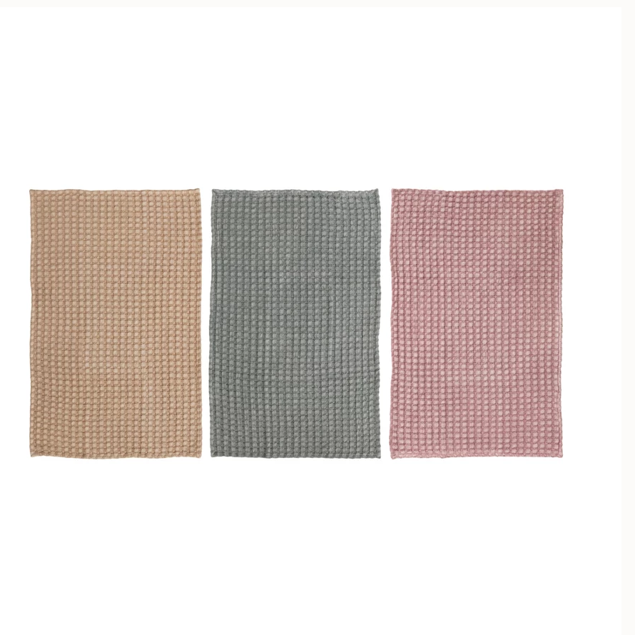 Oversized Stonewashed Cotton Waffle Tea Towels