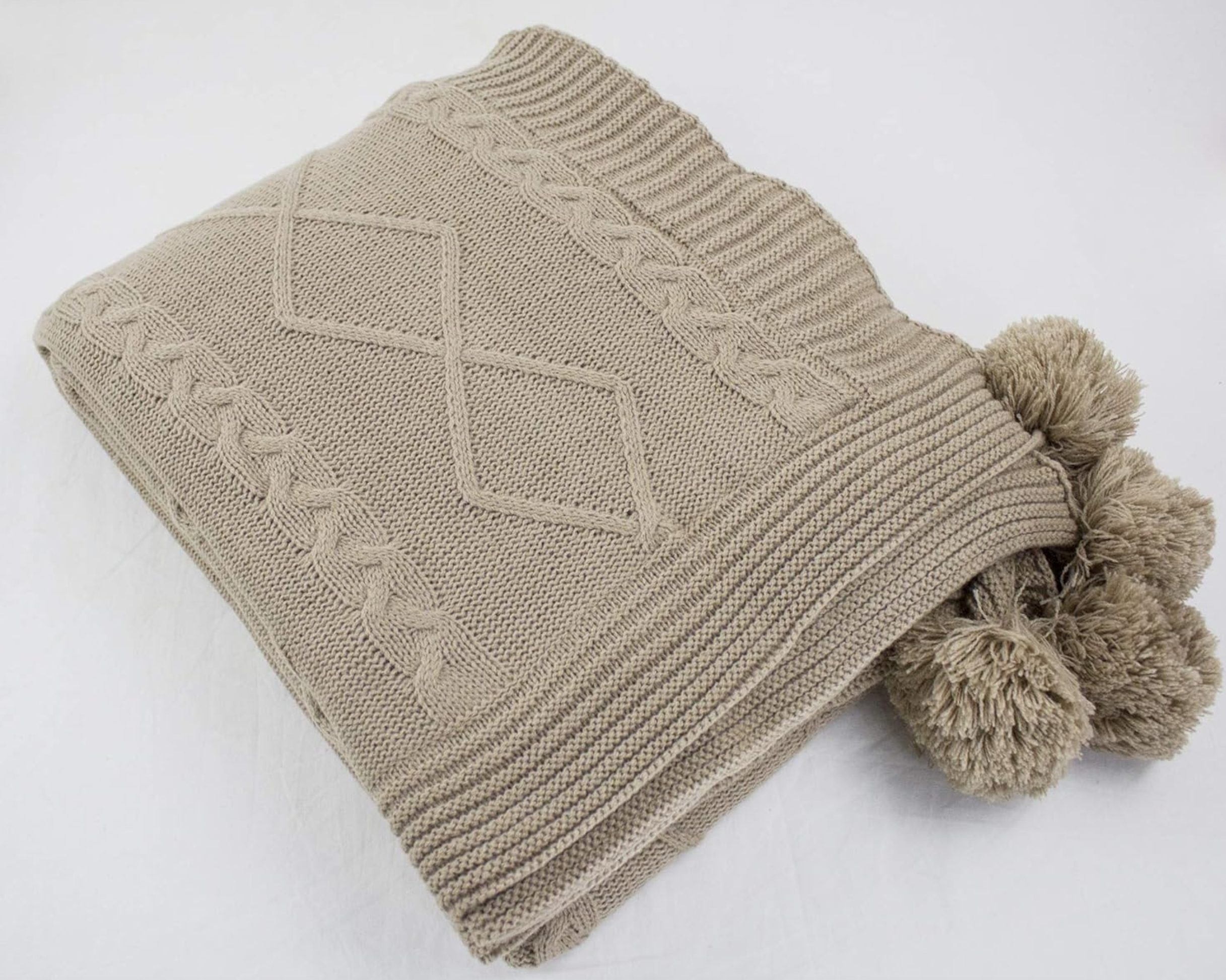 Taupe Cable Knit Mink Lined Blanket