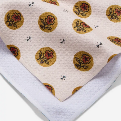 Geometry Artisanal Floral Cream Tea Towel