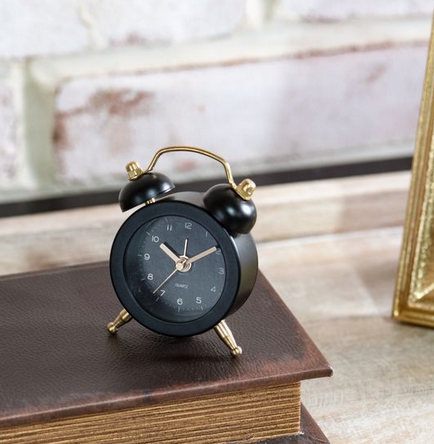 Black Mini 2-Bell Alarm Clock