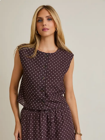 Brown Polka Dot Top