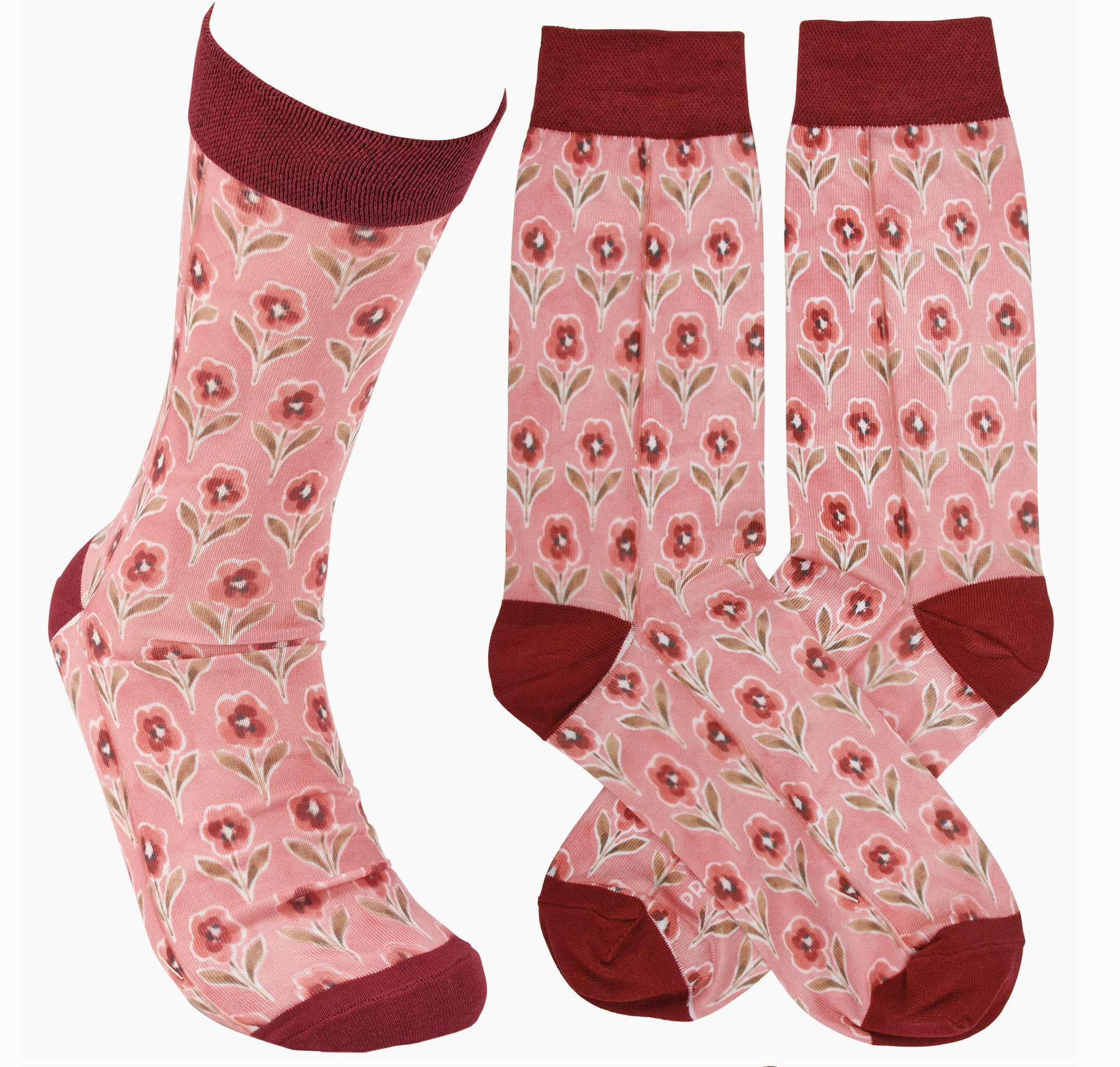 Pink Floral Socks