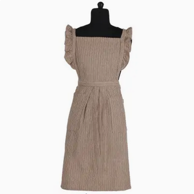 Brown Striped Contrast Apron