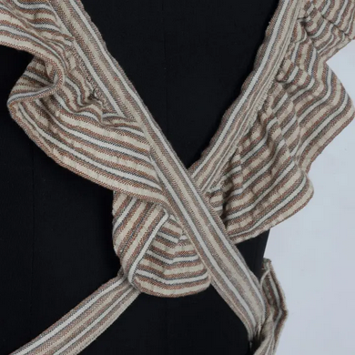 Brown Striped Contrast Apron